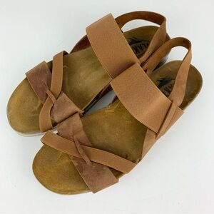 Plankton Made in Spain Brown Leather Elastic Strap Sandals 38